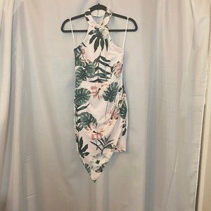 Asymmetrical Tropical Print Dress